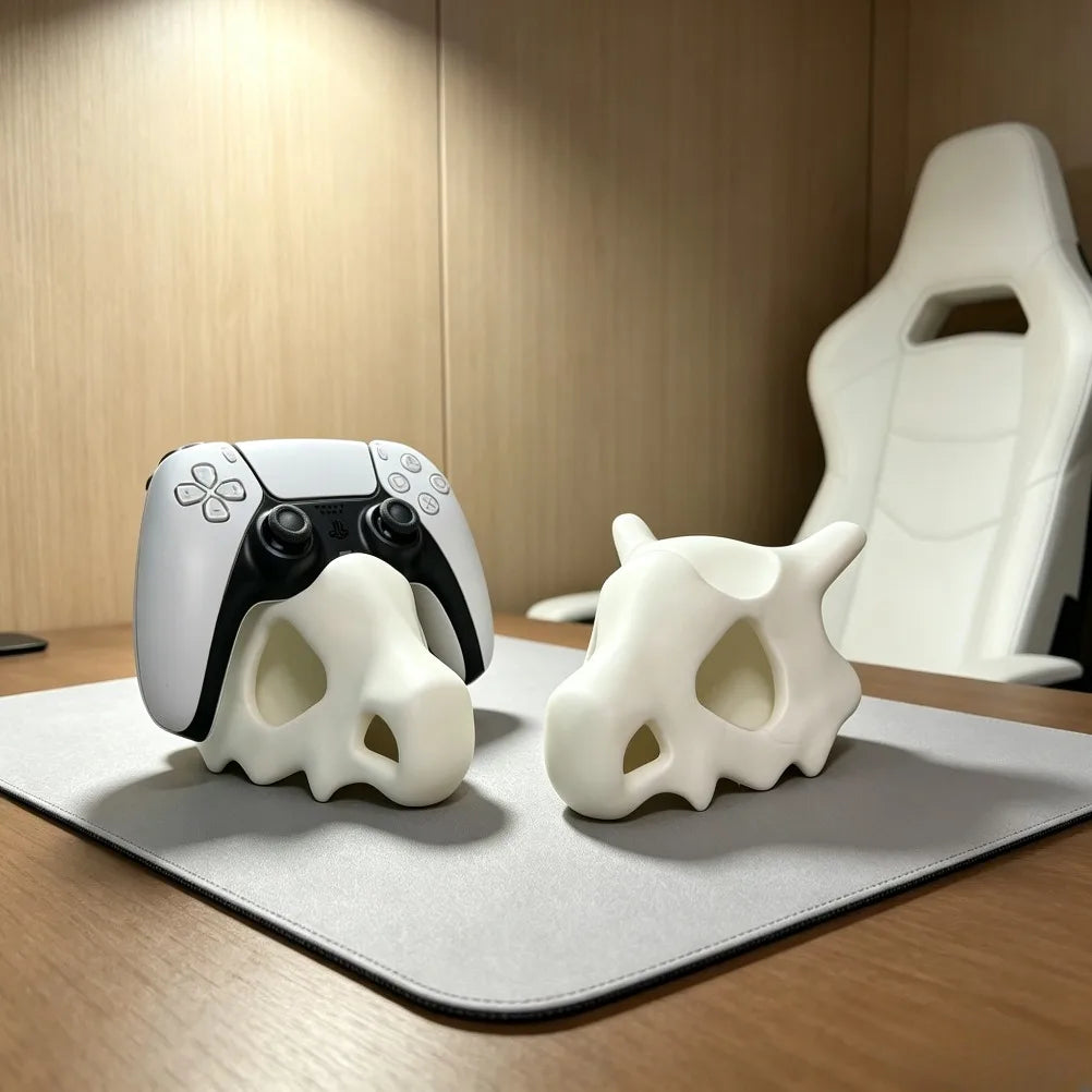 Soporte para mando con forma de cráneo de Cubone impreso en 3D, adorable base de exhibición estable para mandos de videojuegos, decoración de habitación gamer para PS5 DualSense