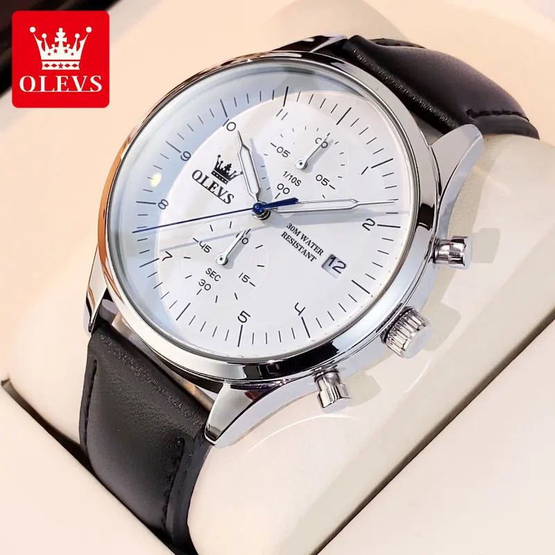 Reloj OLEVS 2880 para hombre, reloj de cuarzo multifuncional clásico y original, resistente al agua, con fecha luminosa, en caja de regalo