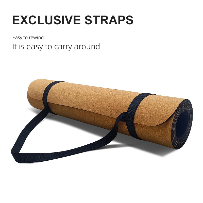 Tapete de Yoga de Corcho, Antideslizante, TPE Natural Orgánico, Grueso y Ecológico, para Pilates, Gimnasio en Casa, Ejercicio, para Hombres y Mujeres