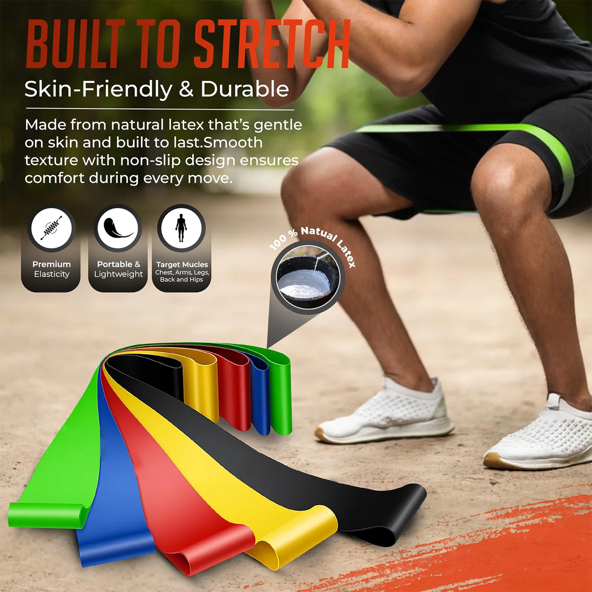 Juego de 5 Bandas de Resistencia de TPE, Bandas Elásticas de Goma para Entrenamiento de Fuerza, Expansor para Ejercicios de Yoga, Equipo de Gimnasio, Pilates Portátil