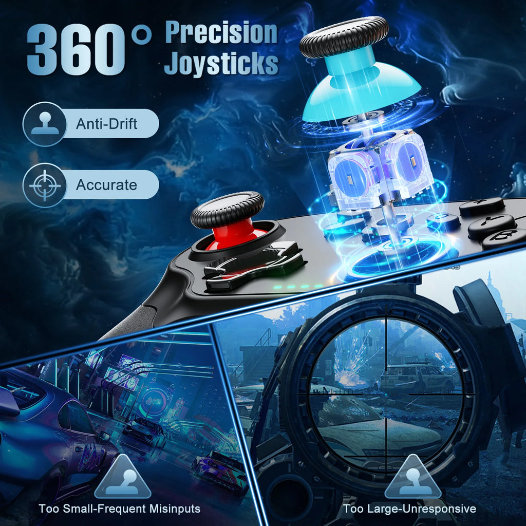 Mandos de juego para Nintendo Switch/Pro/OLED/PC, mando inalámbrico Bluetooth con vibración y función turbo, joystick para videojuegos