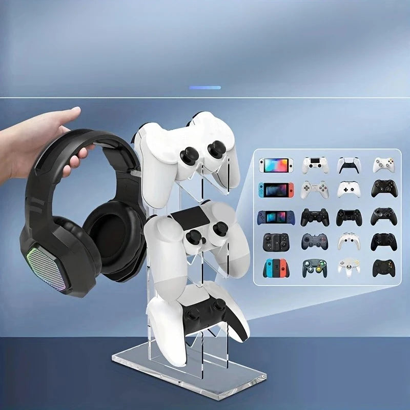 Soporte universal de 3 niveles para mandos y auriculares, accesorios de juego para almacenamiento de PS5 y PS4, colores negro, blanco y transparente