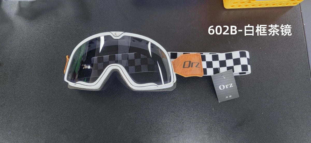 Gafas de viento retro Orz, gafas de motocicleta, gafas de viento retro a prueba de arena, para conducción todoterreno, casco 3/4.