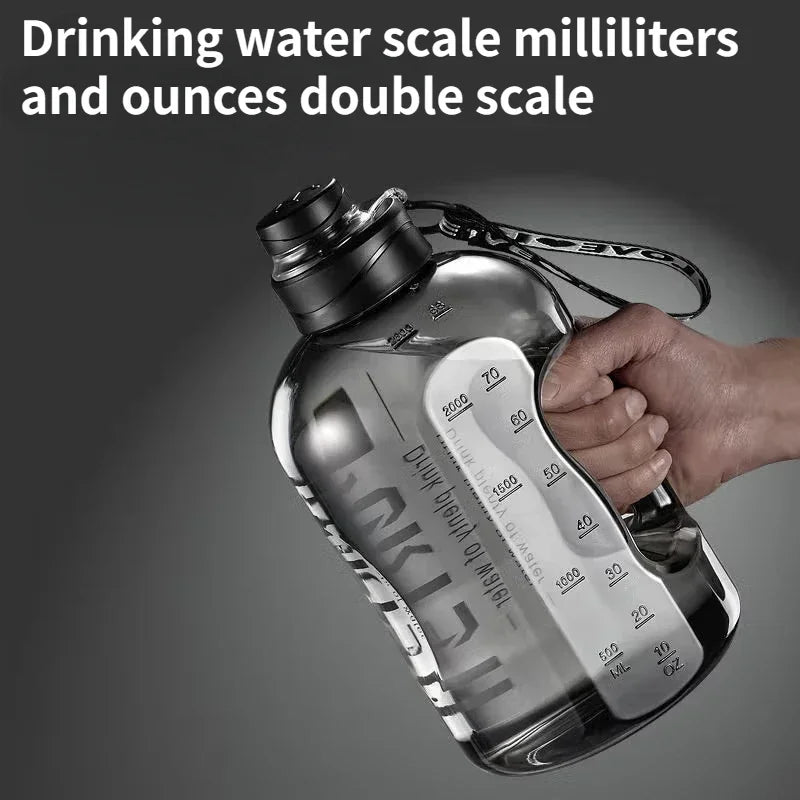 Botella Deportiva de Gran Capacidad con Correa, Resistente a Altas Temperaturas, Vaso de Plástico con Pajita, Botella de Agua Portátil para Estudiantes