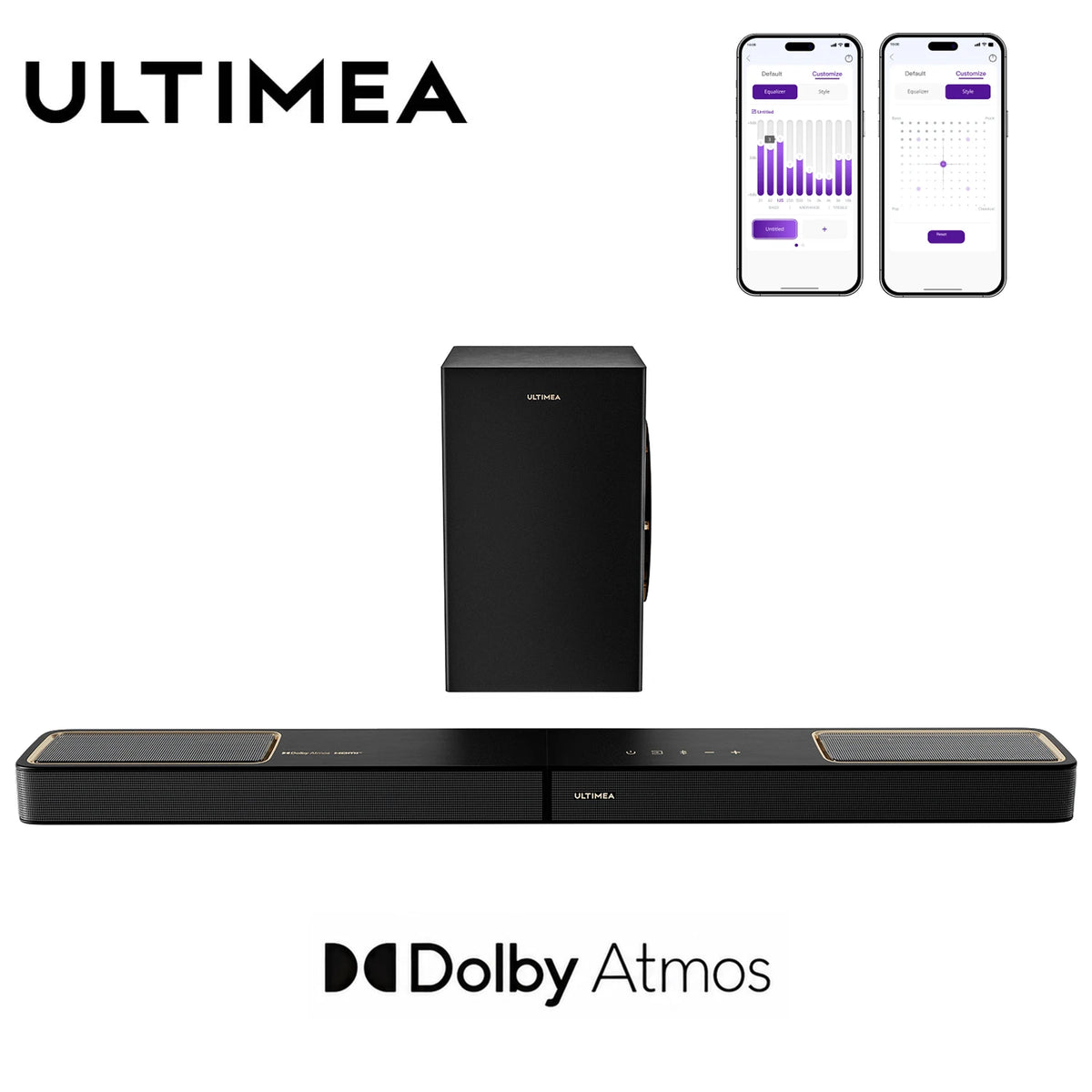 Barra de Sonido ULTIMEA de 360 W y 3.1.2 Canales con Dolby Atmos, Sistema de Sonido Envolvente para TV con Subwoofer de 6.5 Pulgadas, Barra de Sonido para Smart TV