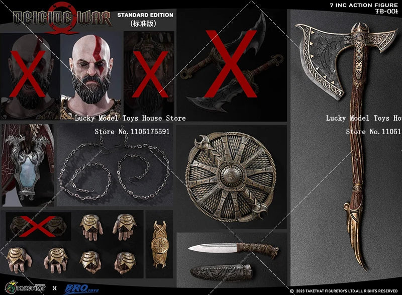 TB-001 Figura de acción de Kratos de 7 pulgadas, colección God Slayer, diseño de cuerpo móvil delicado, figura de soldado TAKETHAT&brotoys a escala 1/10, regalo