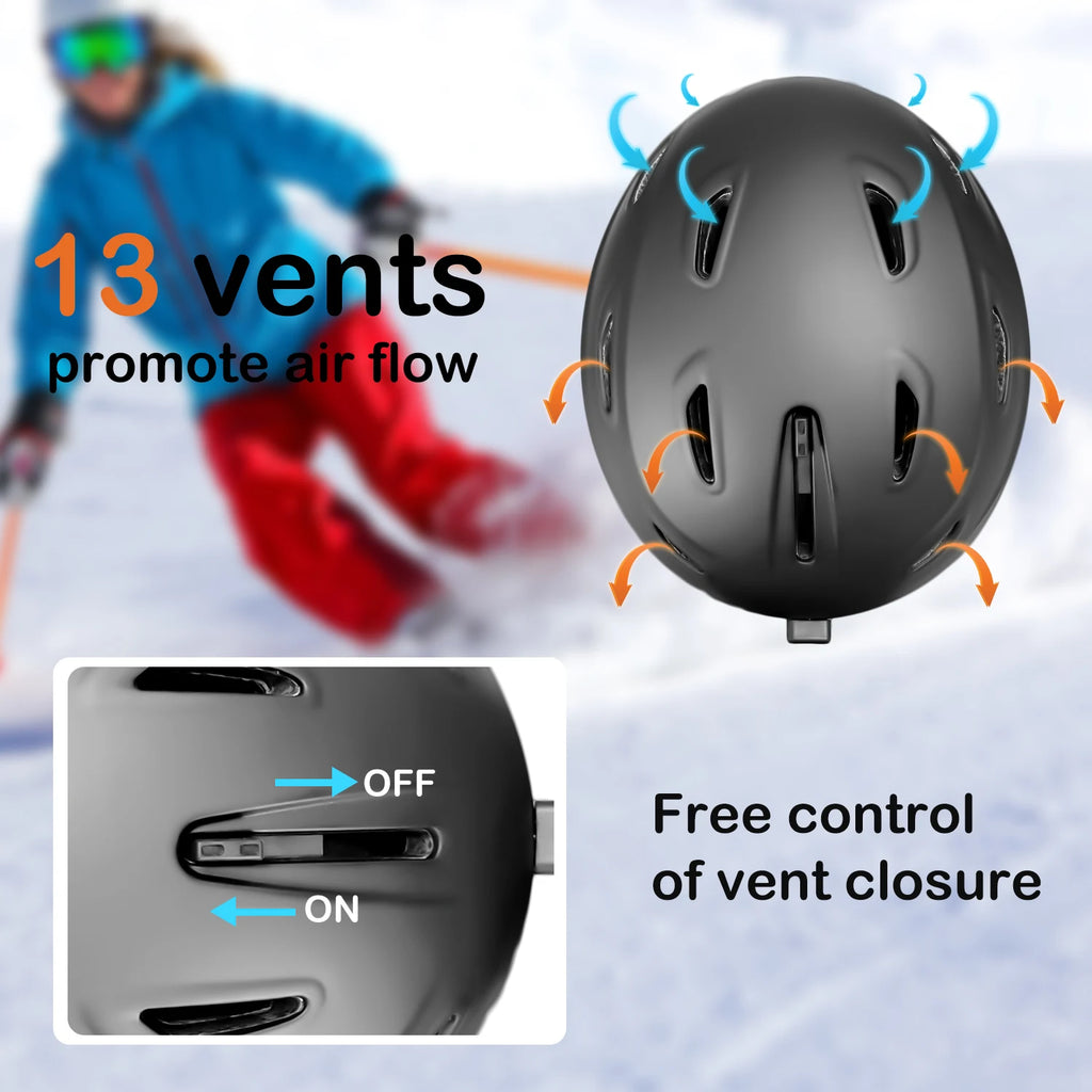 Casco de esquí ligero con certificado de seguridad, moldeado integralmente, para Snowboard, ciclismo, esquí, nieve, hombres y mu