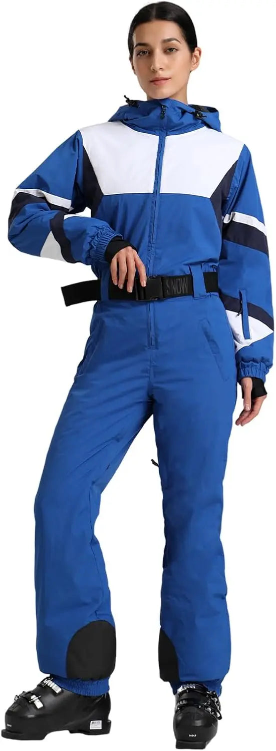 GSOU-mono de Snowboard con bloques de Color para mujer, mono cálido ajustado para invierno, ropa deportiva impermeable para campo de nieve, Suites de esquí