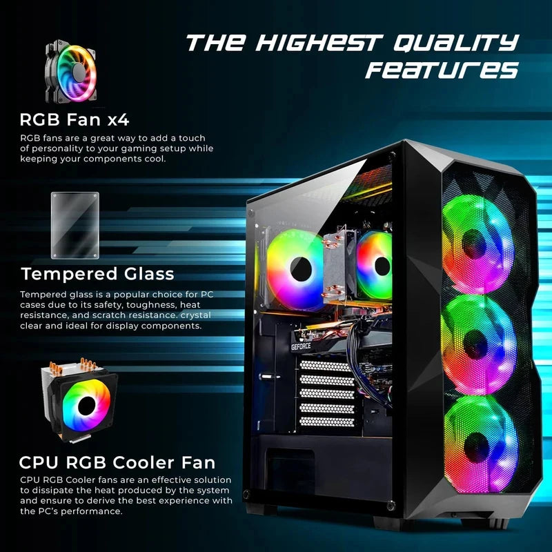 Ventiladores ARGB de Alto Rendimiento, I5 11400F, 32GB RAM, 1TB SSD, RTX 2060 6G GDDR6, Computadora de Escritorio para Oficina, Hogar y Juegos, WIN10/11