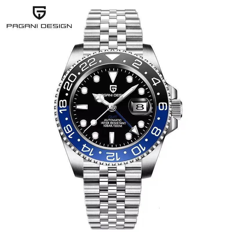 2026 PAGANI DESIGN 40MM Purple Dial GMT Men Mechanical Watch Jubilee Bracelet Sapphire Glass Waterproof Automatic Watch for Men