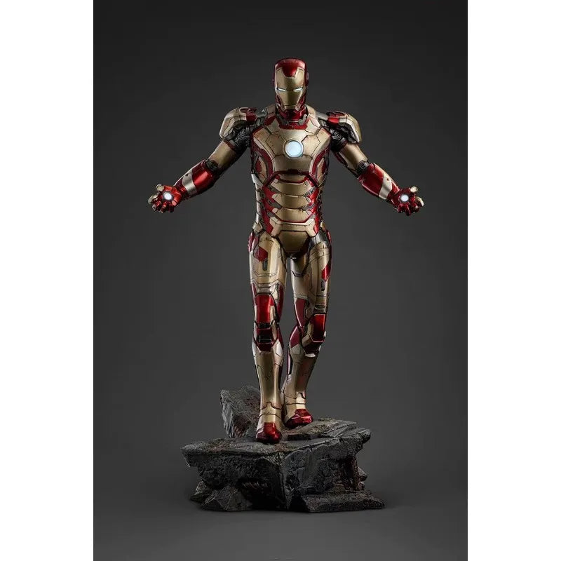 Figura de Iron Man Marvel Comics escala 1/4, modelo de colección de anime de resina de alta gama con luz, adornos de escritorio, regalos navideños, juguetes para niños