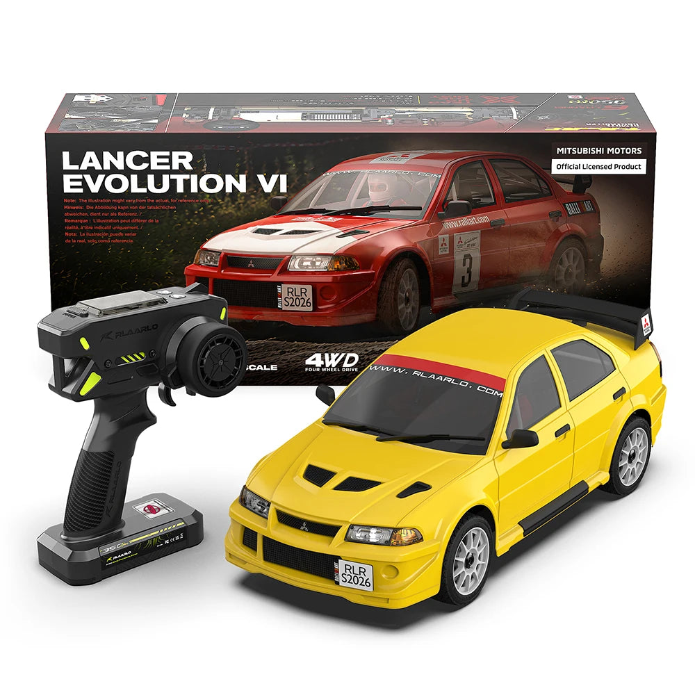 Coche de Rally RC 1/7 4WD para Mitsubishi Lancer EVO 6.5, Grado de Competición, Sin Escobillas, Alta Velocidad, RTR, Vehículo de Carreras con Control Remoto
