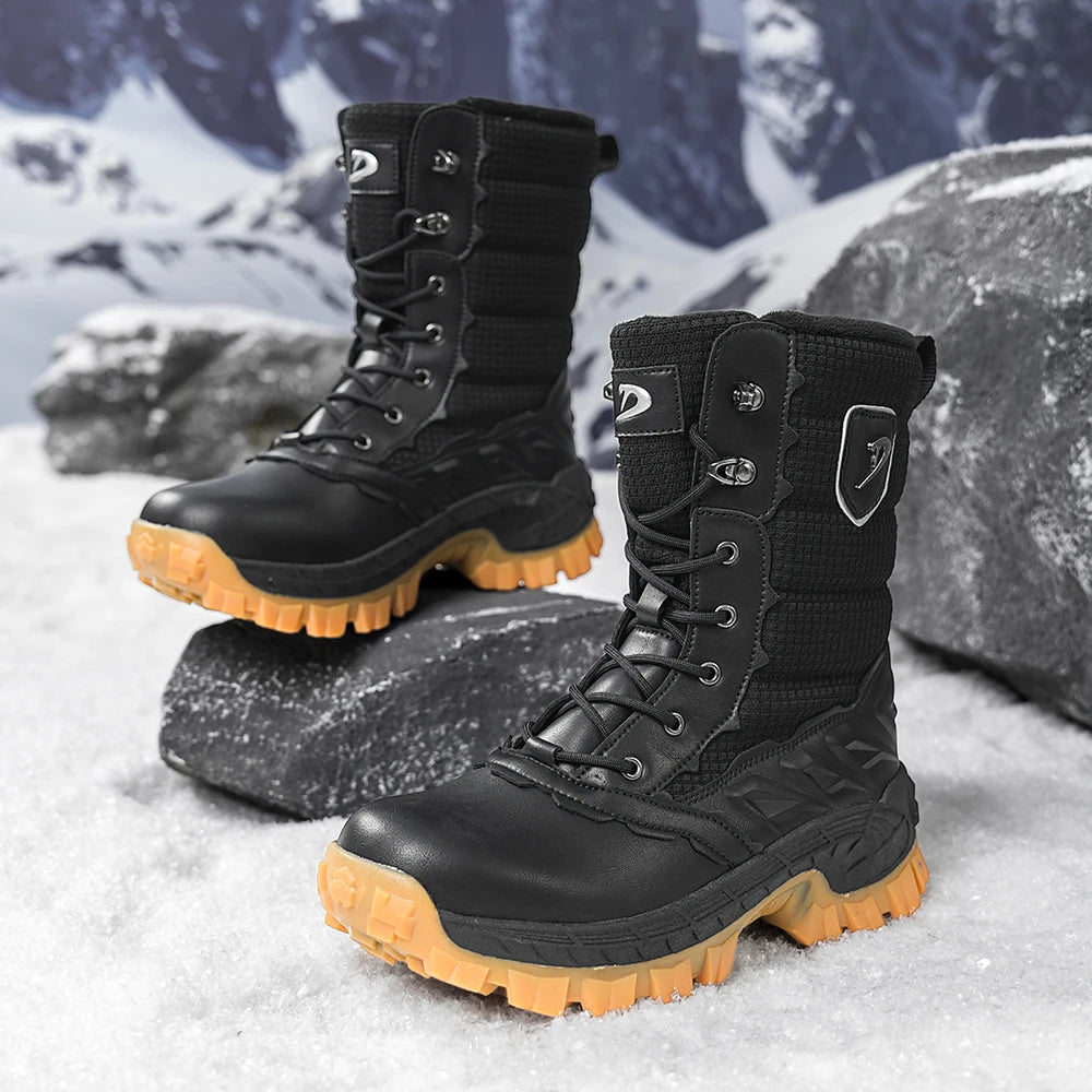 Botas de Nieve para Hombre, Impermeables, Aisladas, para Senderismo, con Cuello de Punto Cálido, Suela de Goma Antideslizante, C