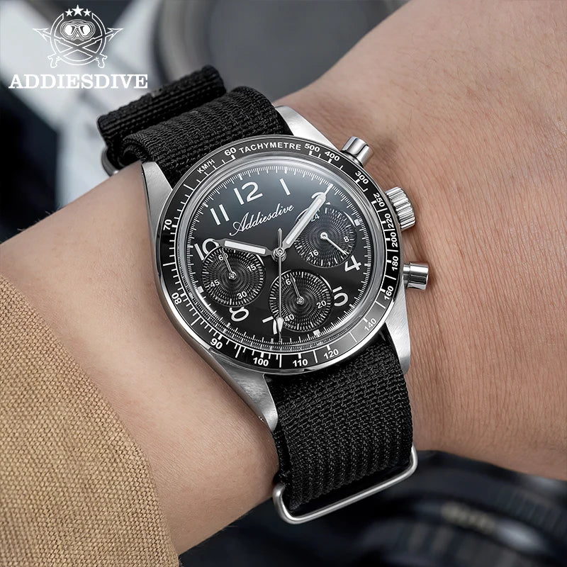ADDIESDIVE Men  Japan VK63 Quartz Watch 200m Waterproof Watches Ceramic Bezel BGW9 Luminous Fashion Men 2025 High Luxury  Watch