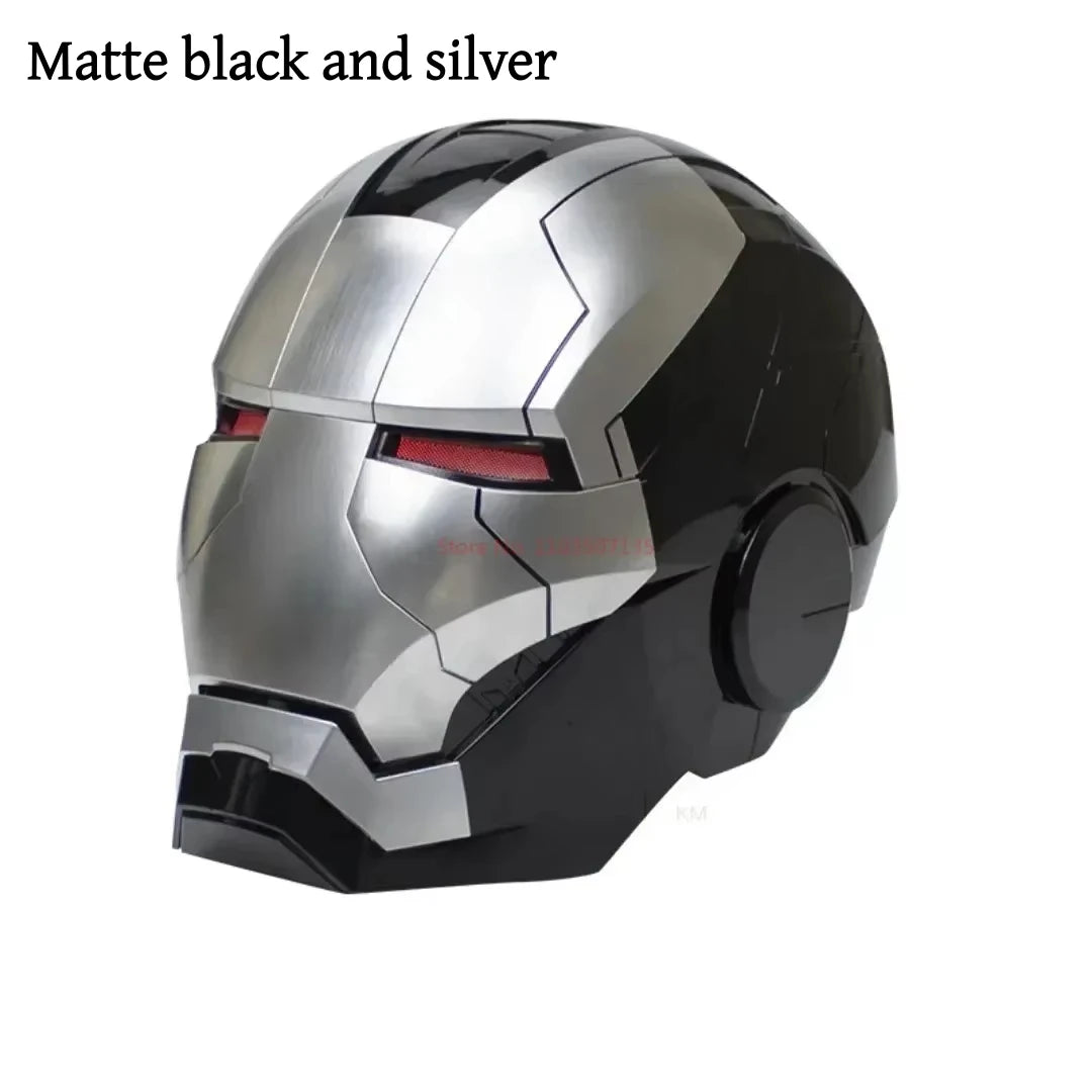 Casco de Iron Man MK5 Negro y Dorado, Los Vengadores, Escala 1/1, Casco Transformable con Activación por Voz, Colección Eléctrica Decorativa para Regalo