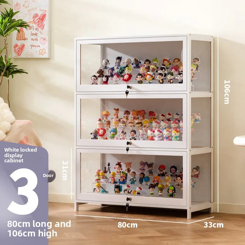 Vitrina transparente para Lego con cerradura, armario para adornos y cajas ciegas, almacenamiento de accesorios, estilo clásico y funcional.