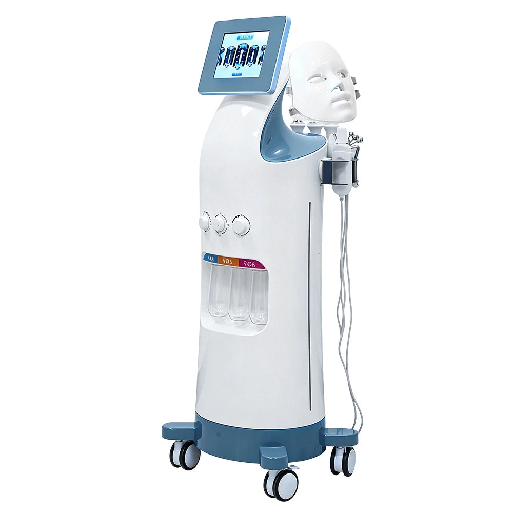 AOKO Nueva Máquina de Belleza 12 en 1 para Hidrodermoabrasión, Peeling Acuático, Ultrasonido Facial, Inyección de Oxígeno, Rejuvenecimiento de la Piel y Blanqueamiento