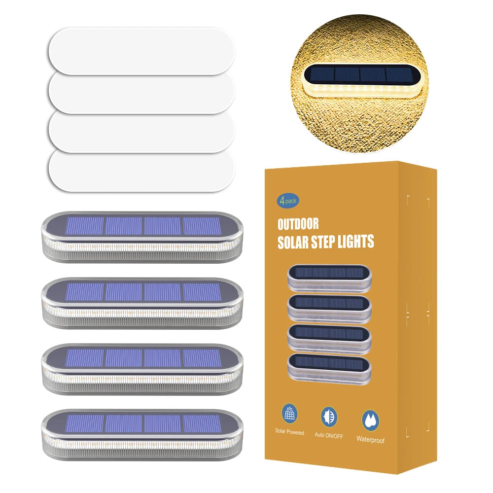 Luces LED solares para cubierta de exterior IP68, iluminación impermeable para jardín, iluminación de paso, encendido/apagado automático, escaleras, Patio, camino, valla, lámpara de pared