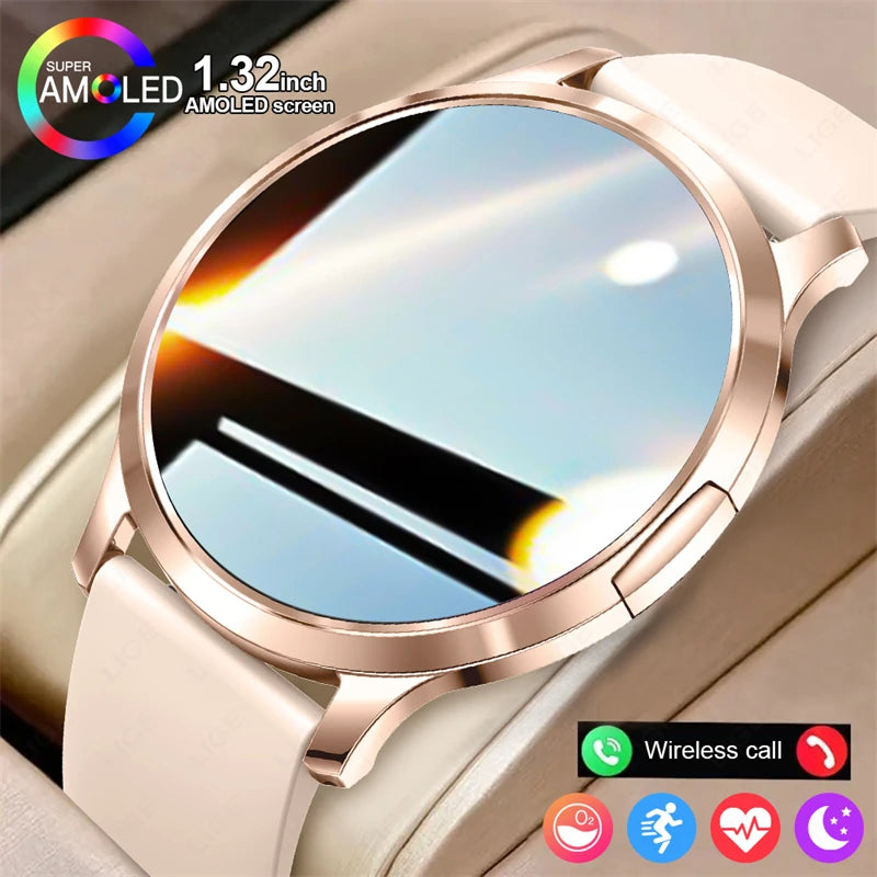 Reloj inteligente LIGE 2025 con pantalla AMOLED ultrafina, pulsera deportiva de fitness para mujer, esfera de reloj personalizada, llamada Bluetooth, reloj inteligente de lujo