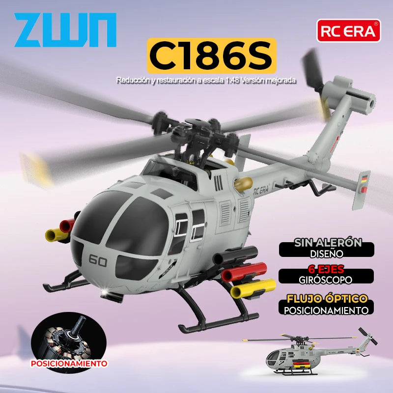 Helicóptero C186S 2,4G RC 4CH 6-Aixs giroscopio retención de altitud flujo óptico sin escobillas Helicóptero de Control remoto juguetes para chico adulto