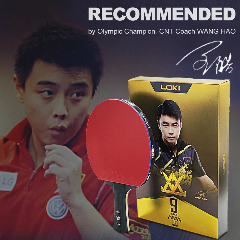 Raqueta de Tenis de Mesa LOKI 9 Estrellas, Raqueta de Ping Pong Aprobada por la ITTF, Paleta Ligera de Carbono con Goma Adhesiva RXTON 5