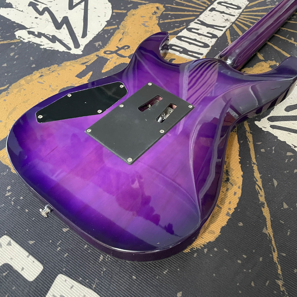 Guitarra eléctrica morada de 6 cuerdas, guitarra con herrajes blancos, guitarra de caoba, diapasón de palisandro