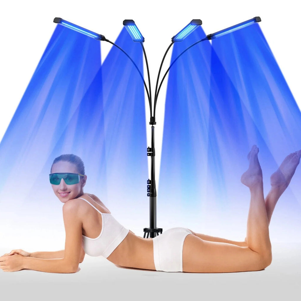 Lámpara de bronceado UV profesional de 4 cabezales, luz de baño solar de 35W, rejuvenecimiento de la piel del acné, equipo de belleza para uso en salón de belleza en el hogar