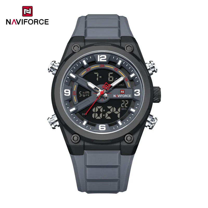 Reloj deportivo NAVIFORCE NF9265, nuevo modelo, resistente al agua y a los golpes, con calendario luminoso y correa de silicona para hombre