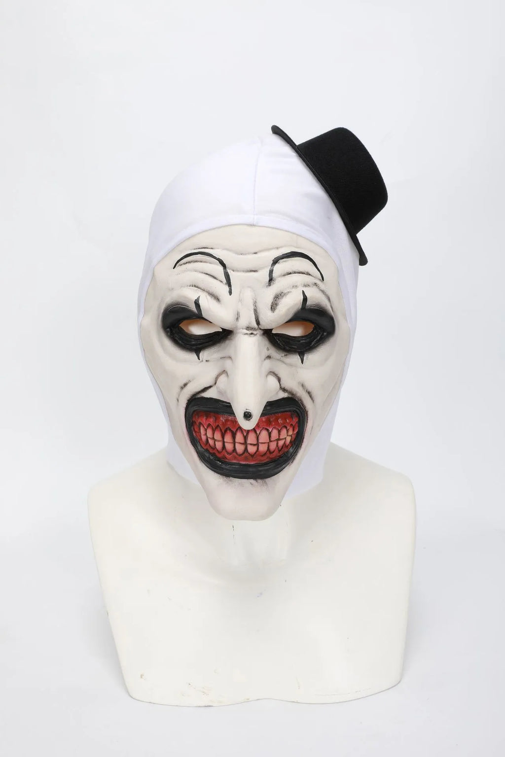 Espeluznante arte terrorífico la máscara de payaso Cosplay Horror Demon Killer Joker sombrero casco de látex fiesta de Halloween accesorios de disfraz Purim