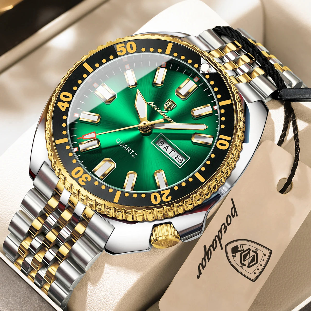 Reloj de pulsera para hombre POEDAGAR de alta moda, luminoso, resistente al agua, con fecha y día, de cuarzo, de acero inoxidable, creativo para hombre.