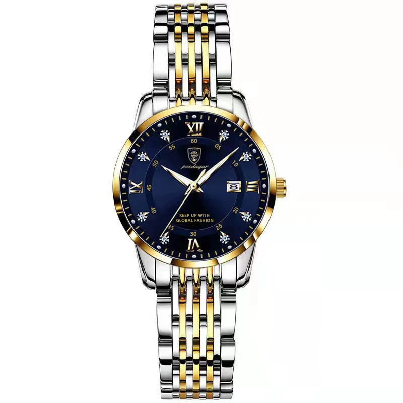 Reloj original para mujer POEDAGAR, resistente al agua, acero inoxidable, luminoso, con fecha, reloj de pulsera de moda para dama, reloj de cuarzo para negocios.