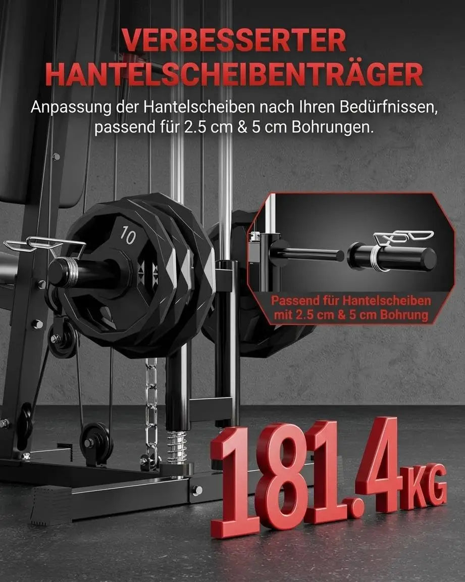 Sistema de Gimnasio Multifuncional para el Hogar – Equipo de Entrenamiento de Fuerza con Polea de Cable – Estación de Ejercicio de Cuerpo Completo para Press de Pecho, Lat Pulldown, Extensión de Piernas, Remo, Butterfly