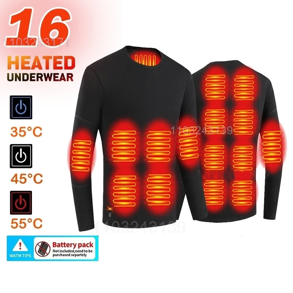 Ropa interior térmica con calefacción eléctrica USB para hombre y mujer, ropa interior autocalentable de esquí, 52 áreas