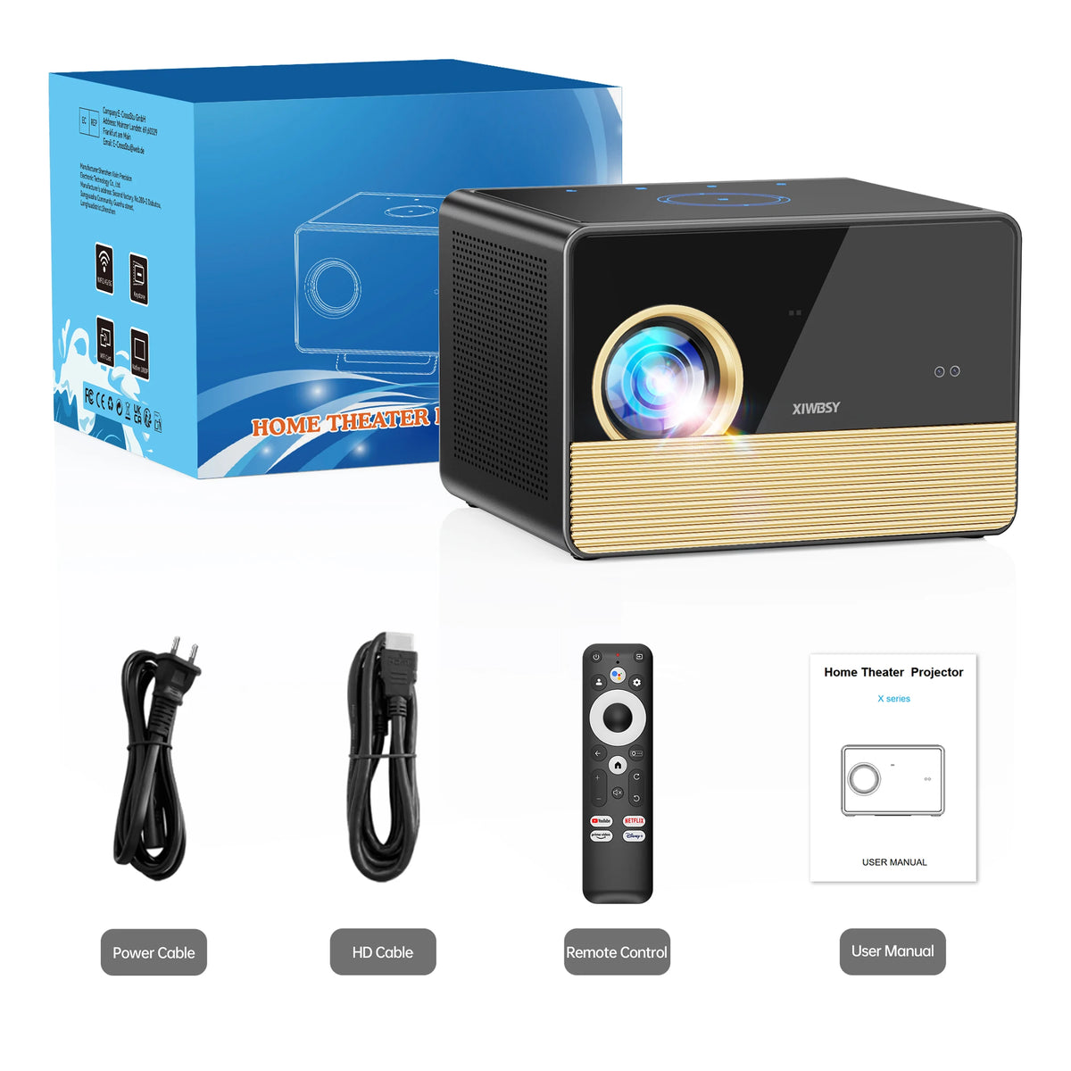 Proyector oficial XIWBSY 4k con Google TV, 3500ANSI, Asistente de Google, Cine en Casa, Enfoque Automático, WiFi6, Proyector Óptico Sellado