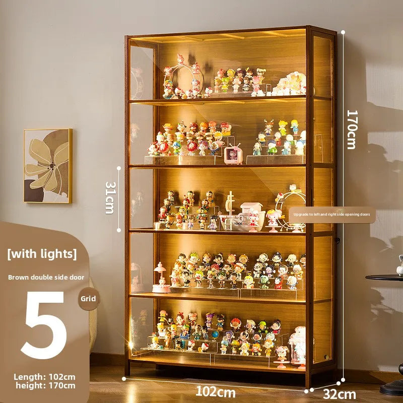 Vitrina de exhibición de madera maciza con puerta de vidrio de lujo, a prueba de polvo, diseño para modelos de cajas ciegas, gabinete de almacenamiento.