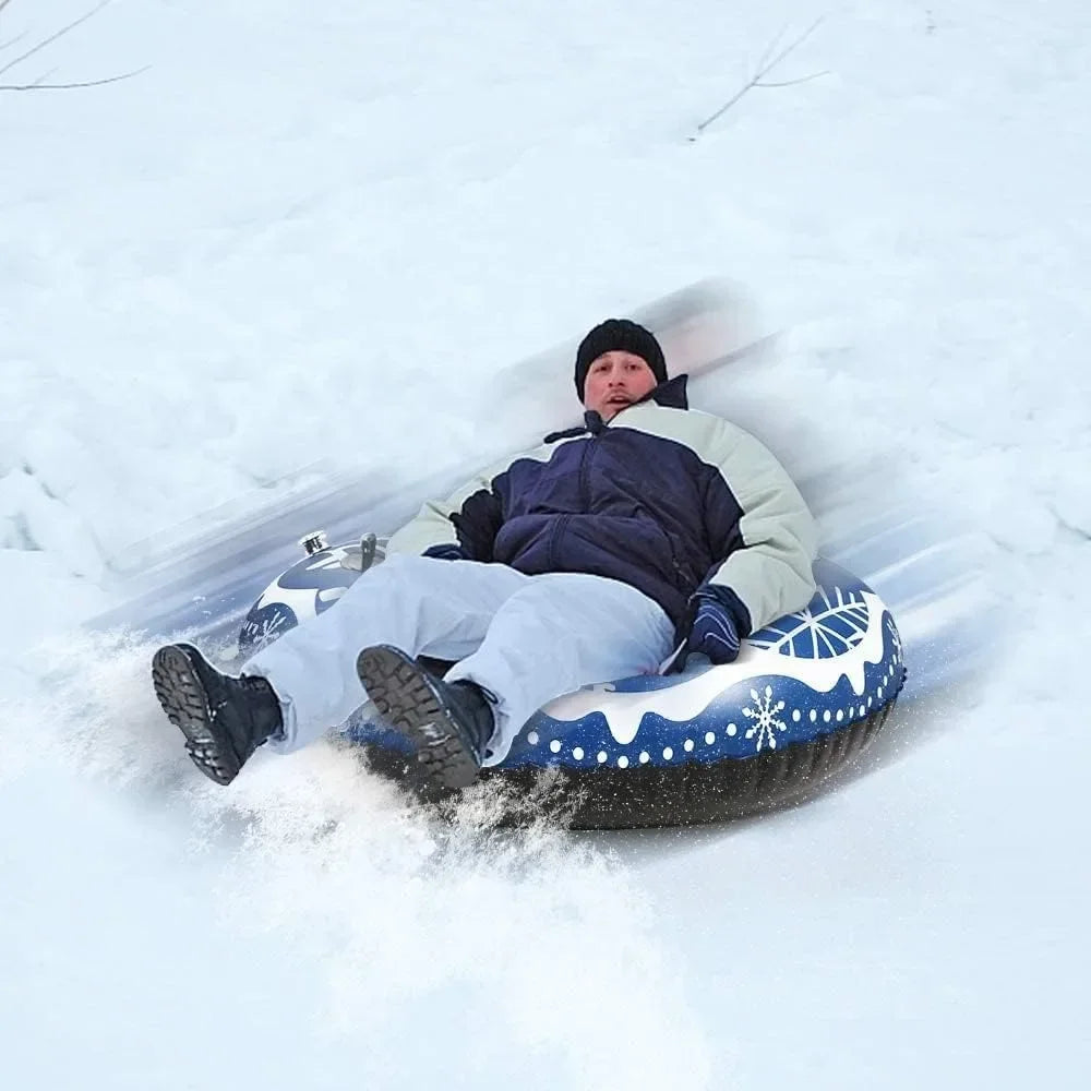 Tubo de trineo de nieve inflable de PVC de 120 cm, con asas cómodas y resistente al desgaste, ideal para trinear en invierno, flotar en el agua y practicar deportes al aire libre.