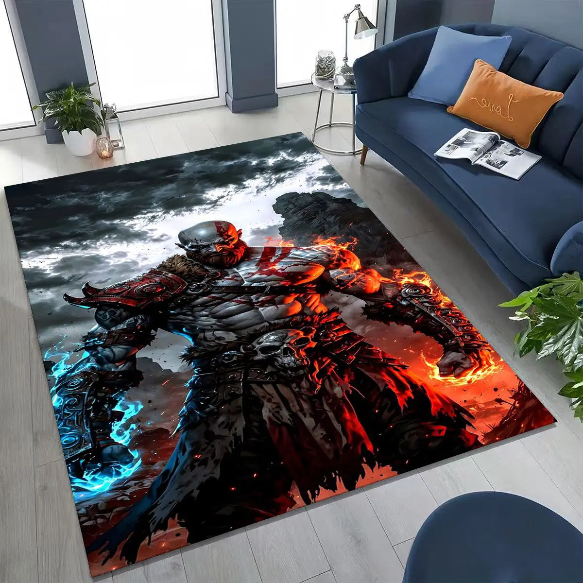 Alfombra de God of War Kratos para dormitorio, sala de estar, sofá, decoración del hogar, felpudo, alfombrilla antideslizante grande para juegos infantiles