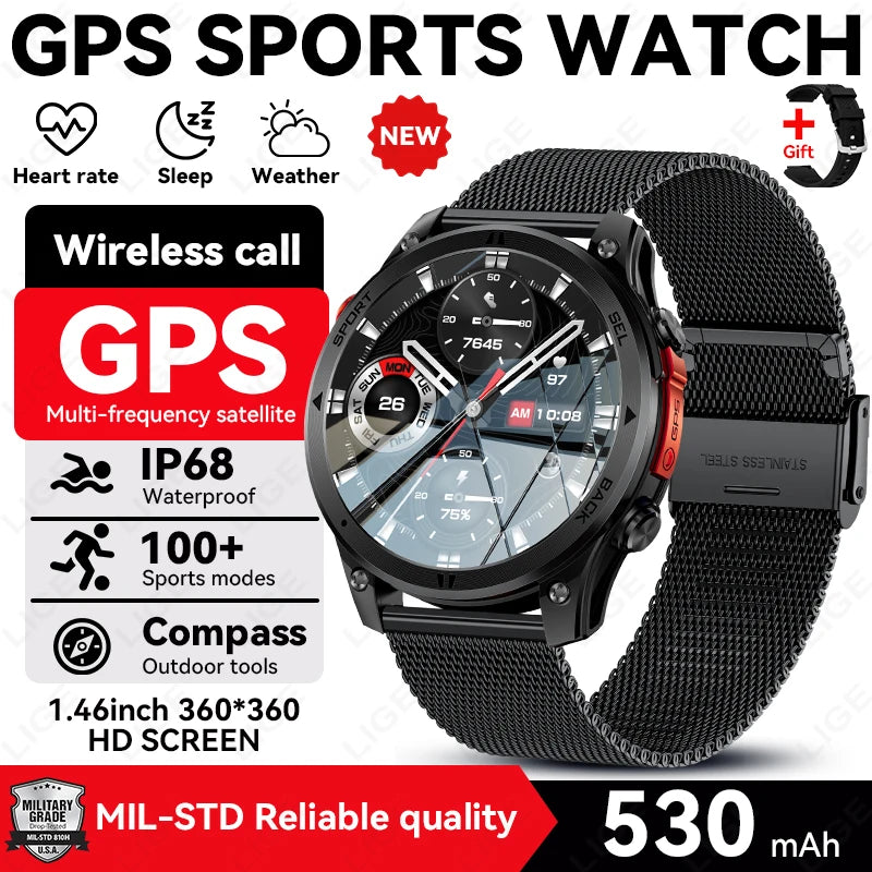 Reloj inteligente GPS para hombre 2026 New Military T-Rex 3 Ultra, batería de larga duración, resistente al agua IP68, brújula, linterna y rastreador deportivo