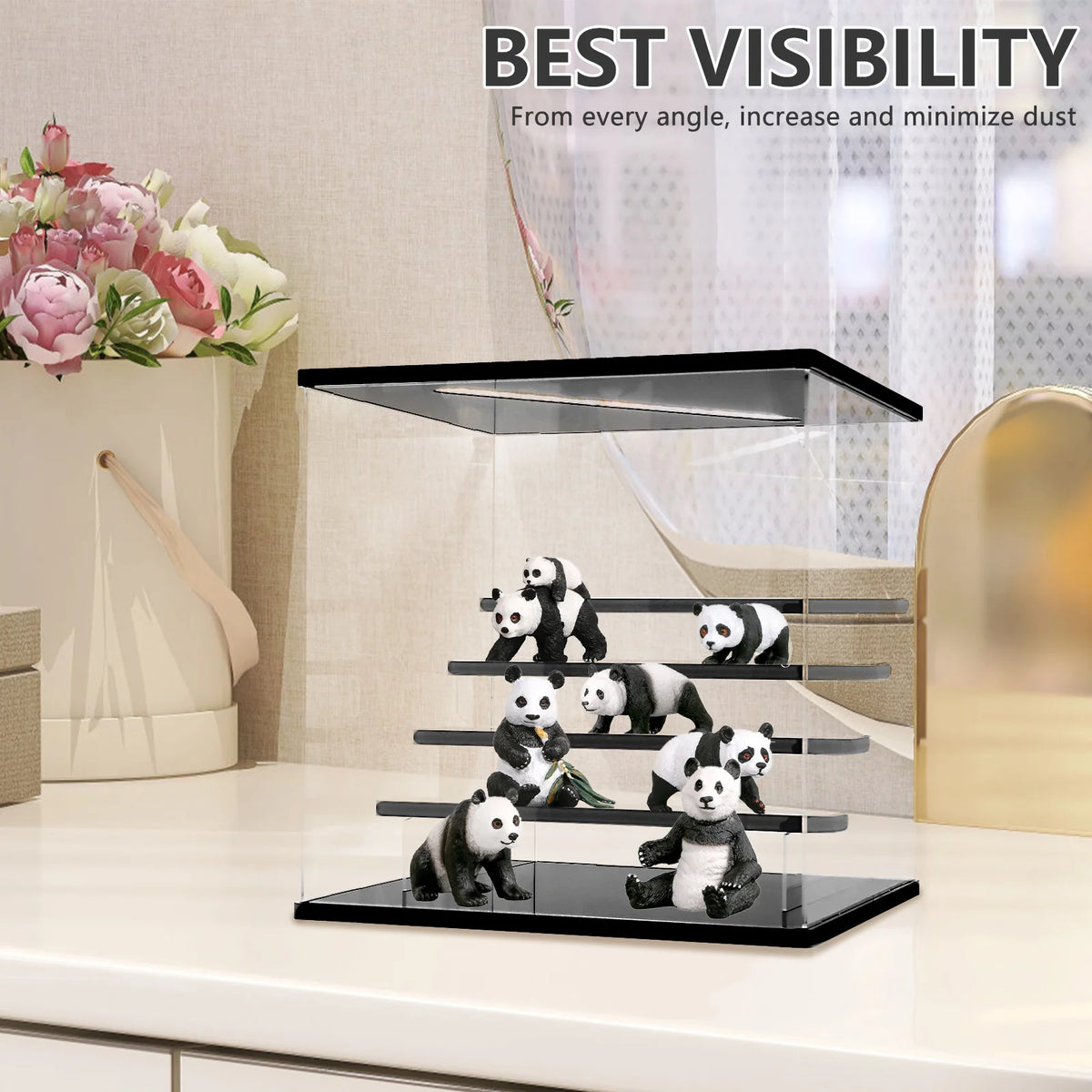 Vitrina de acrílico de 3/5 niveles con luz LED para figuras, organizador de juguetes y cajas sorpresa, a prueba de polvo para muñecos y figuras de acción