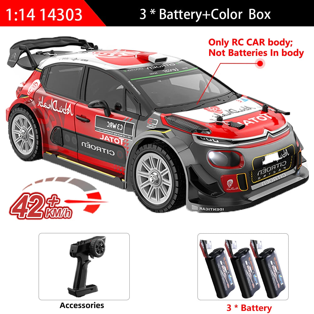HYPER GO RC MJX 14303 Coche de Derrape de Alta Velocidad de 42 KM/H con Giroscopio - Juguete Eléctrico 4WD Profesional 1/14 con Control Remoto, Coche Todoterreno con Motor de Escobillas, Camiones Monstruo, Regalos para Adult
