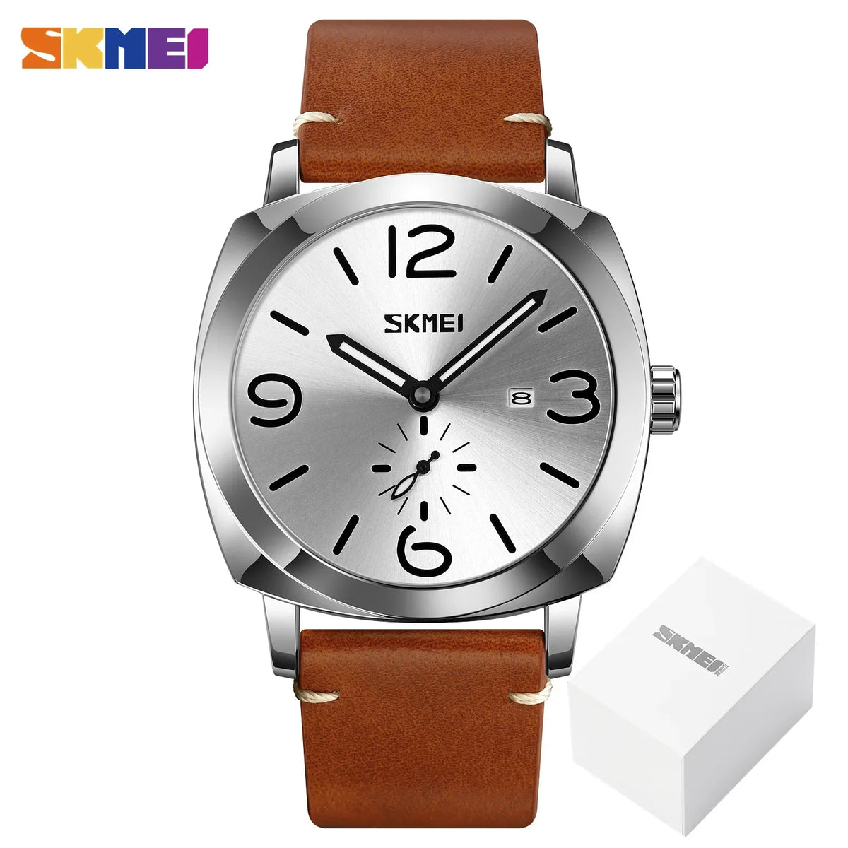 Reloj de pulsera de cuarzo para hombre SKMEI 9305, marca de lujo con correa de cuero auténtico, sencillo, con fecha y hora, reloj deportivo para hombre