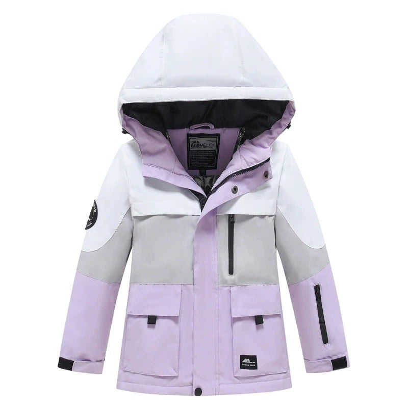 Conjunto de ropa de invierno para niños y niñas: traje de nieve, ropa para practicar snowboard, ropa deportiva para actividades al aire libre, abrigo de esquí y pantalones con cinturón. Disfraz de invierno para niños, di