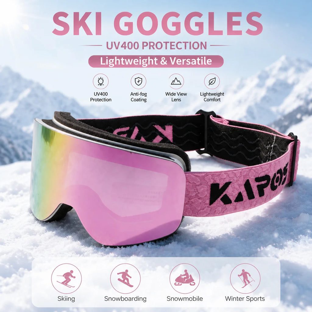 Gafas de esquí Karos de doble capa antivaho con protección UV400, ligeras, para deportes de invierno, snowboard y motos de nieve.