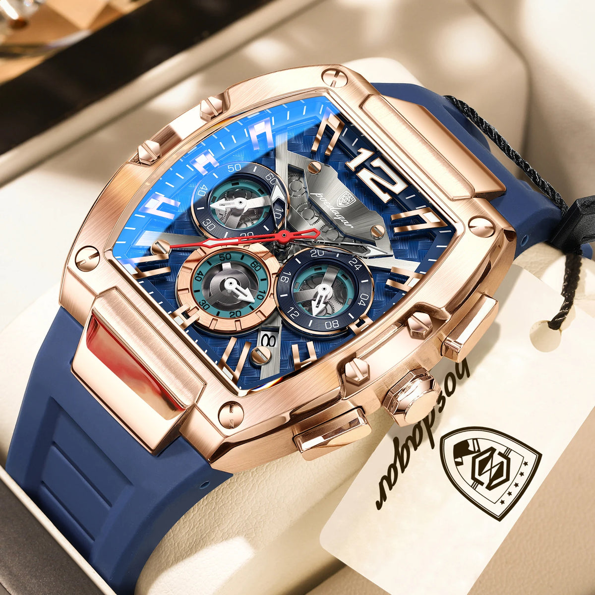 POEDAGAR Top Fashion Men Watch Luminous Waterproof Date Sports Man Clock Chronograph Silicone Quartz Casual Men's Watches Reloj