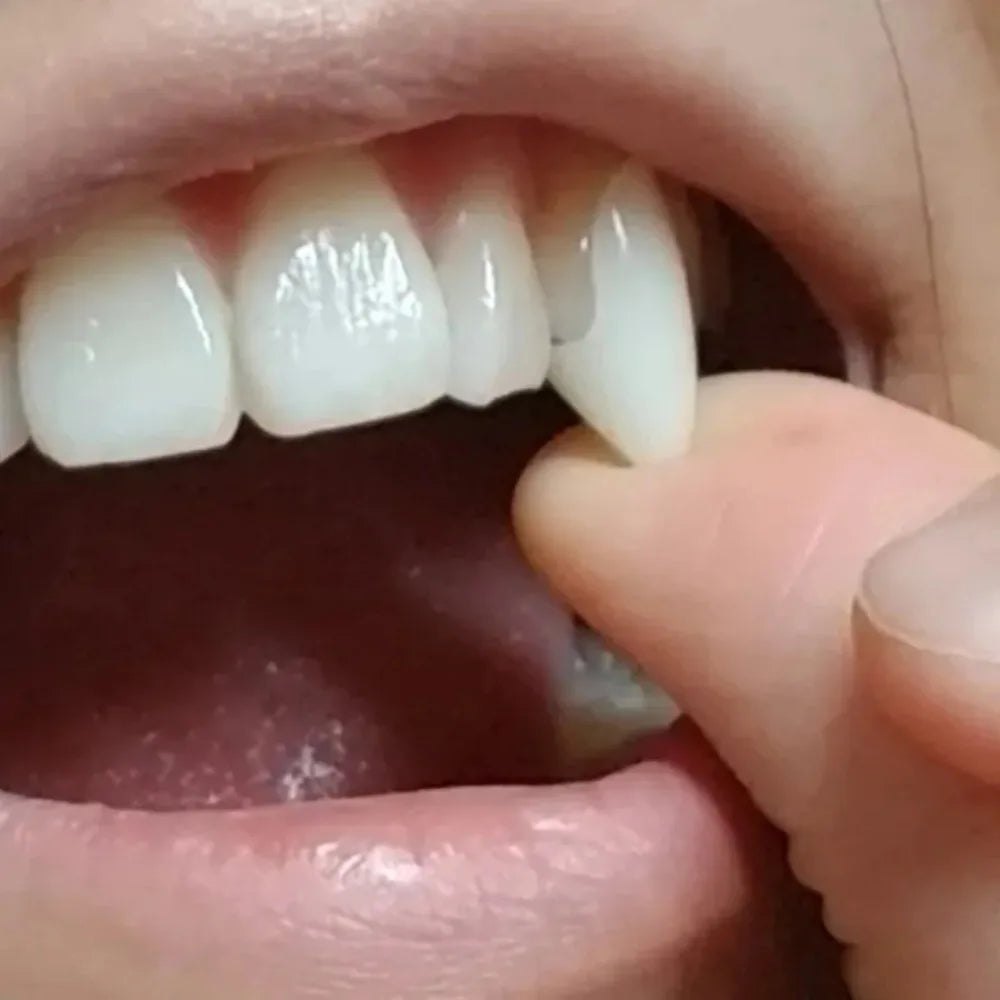 Dientes de vampiro de plástico para Halloween, accesorios de disfraces de Halloween, dientes de zombi retráctiles, colmillos de vampiro, decoración para fiestas temáticas.