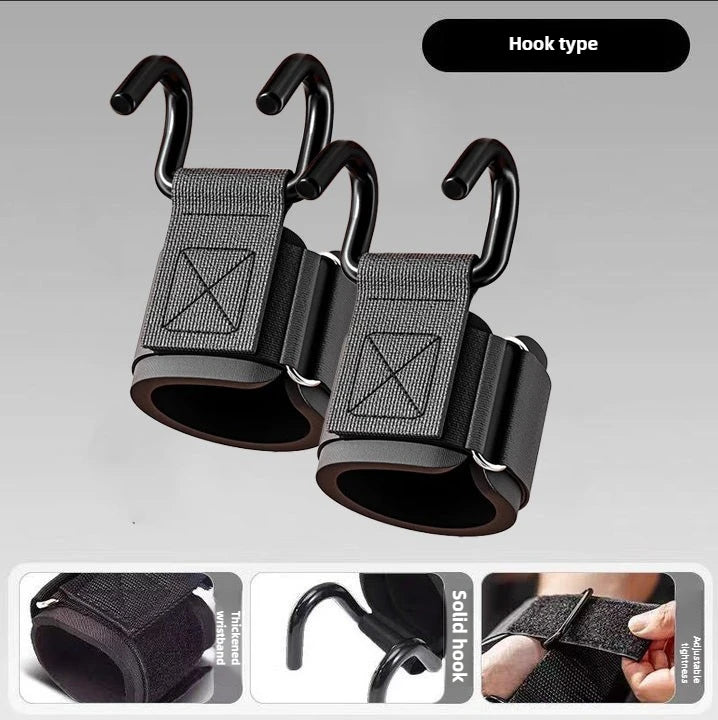 1 par de empuñaduras de gancho para levantamiento de pesas con muñequeras, barra de mano, correa para muñeca, gancho para gimnasio, Fitness, correa de peso, dominadas, guantes de levantamiento de energía