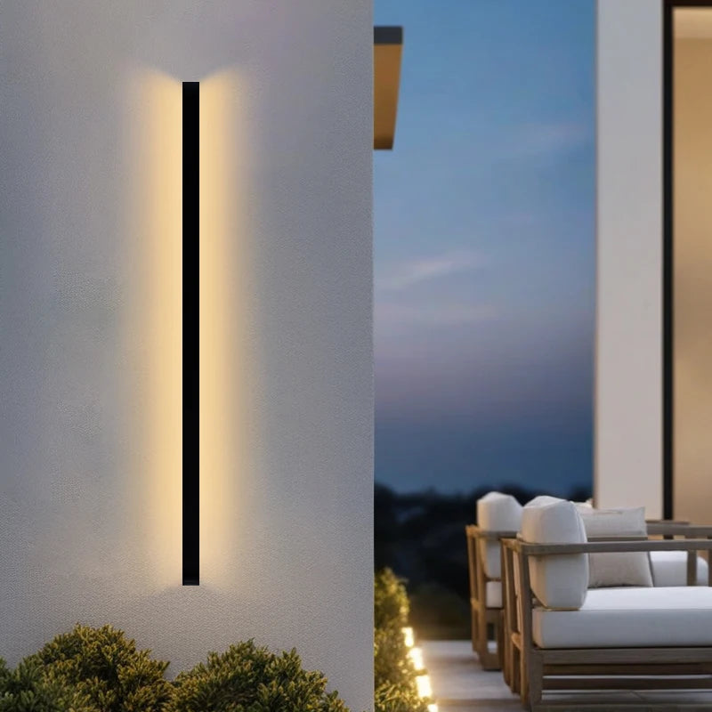 Nordic LED Lighting Wall Lamp IP65 Garden Aluminum Strip Wall Lamp Outdoor Waterproof Modern Strip 85-256v Outdoor Decoration