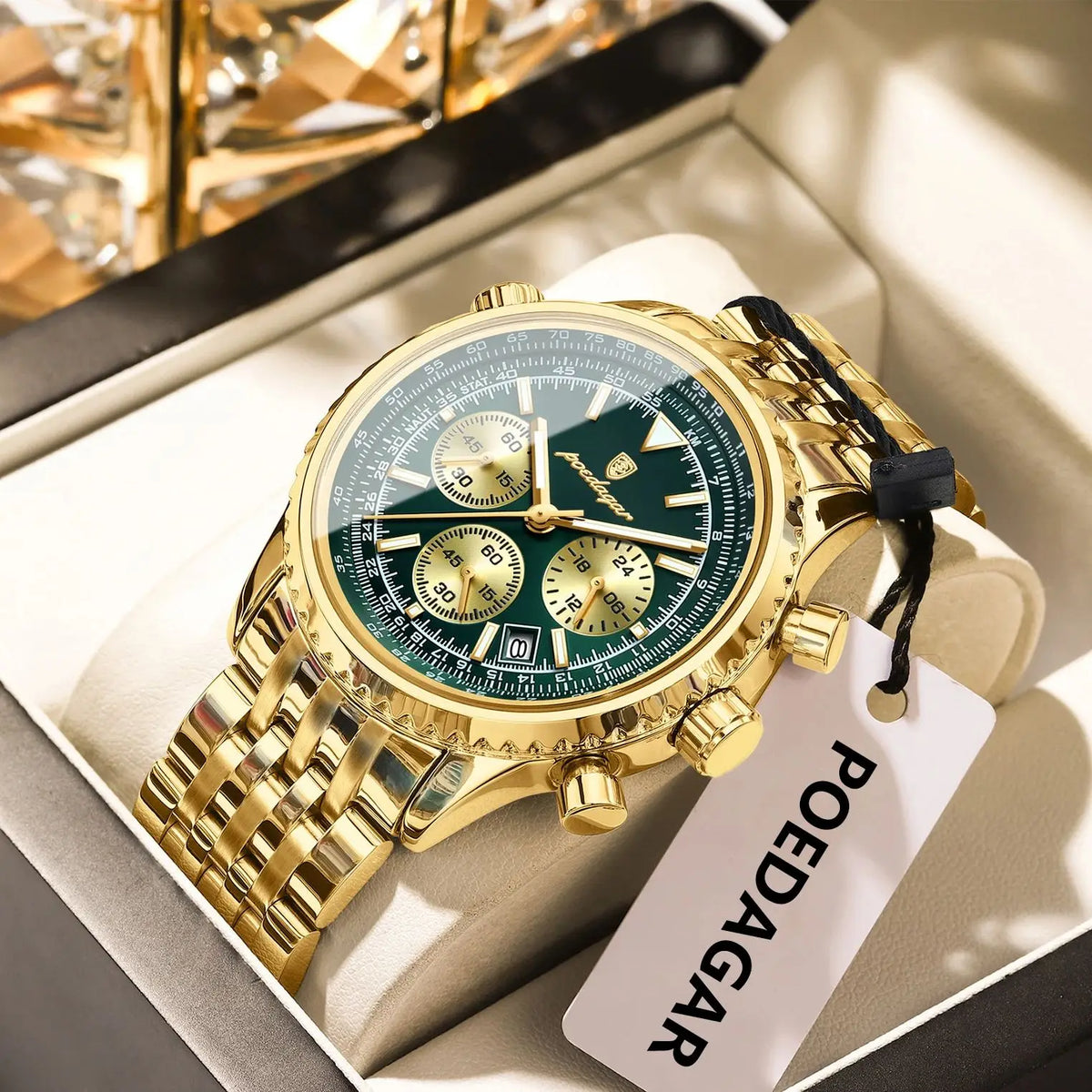 Reloj de pulsera de lujo para hombre POEDAGAR, cronógrafo, con fecha, resistente al agua y luminoso, reloj de cuarzo clásico de acero inoxidable para hombre