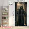 1 unidad, Cortina gótica 2D plana con diseño de calavera y jaula, ideal para fiestas de Halloween, uso interior/exterior, wsj
