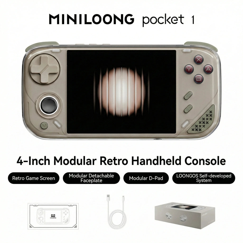 Consola de juegos portátil MINILOONG POCKET 1, pantalla IPS de 4'', salida HD, sistemas de código abierto, actualizaciones OTA, sistema operativo LOONG, nueva consola POCKET1